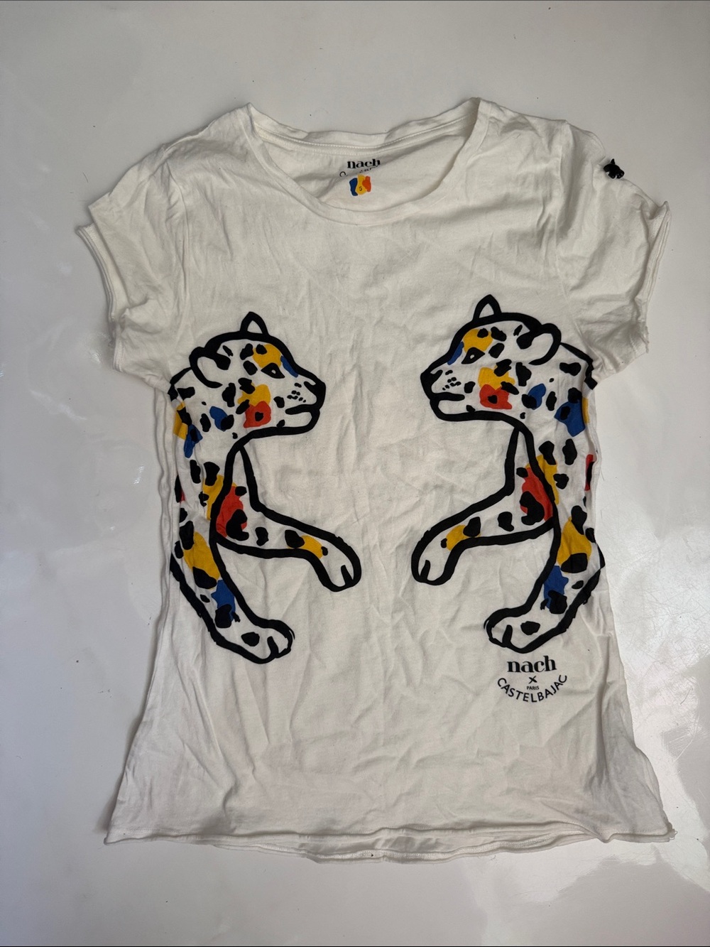 White Graphic Leopard Tee